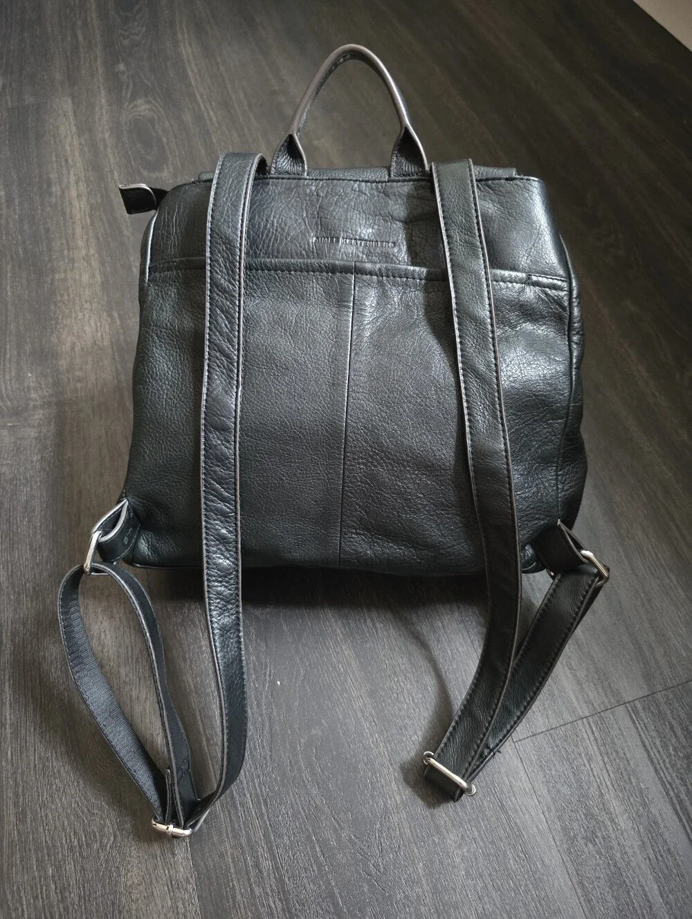 Aimee Kestenberg Convertible Leather Backpack Black Belt Buckle Silver Hardware